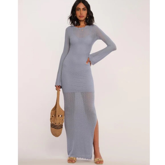 Heartloom Dresses & Skirts - Heartloom Monroe Maxi Dress Blue Pointelle Knit Size M Worn Once